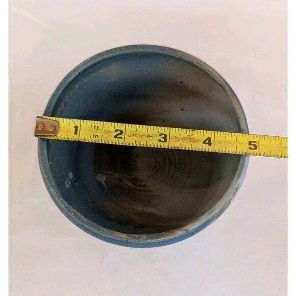 Studio pottery Small bowl signed Blue Matte Glaze Handmade Artisan 3" Tall - Picture 9 of 9